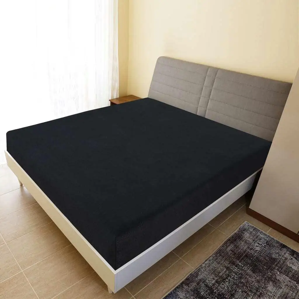 2 PCS Black Jersey Fitted Sheets 140x200 cm - Soft Cotton Bedding Set