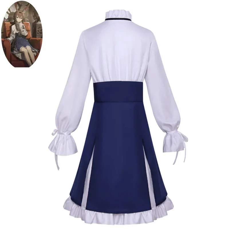 Anime Game Arknights Amiya Cosplay Costume White Shirt Dress Wig Hair Hoop Ears Adult Woman Cute Christmas Halloween Suits;2k,j'