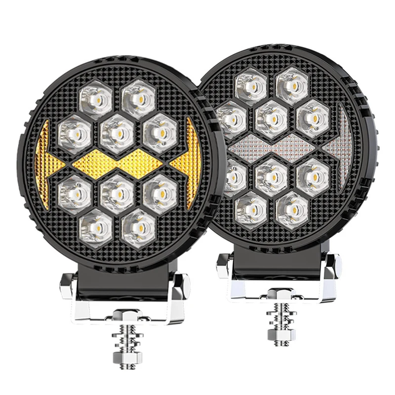 

4 Inch Led Work Lights For Truck, White Amber Round Work Light Auxiliary Offroad Driving Light For Tractor SUV ATV Boat