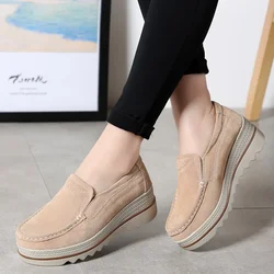 Scarpe da donna New Spring Platform Flats Sneakers Donna Pelle scamosciata Scarpe casual da donna Slip On Flats Tacchi Creepers Mocassini