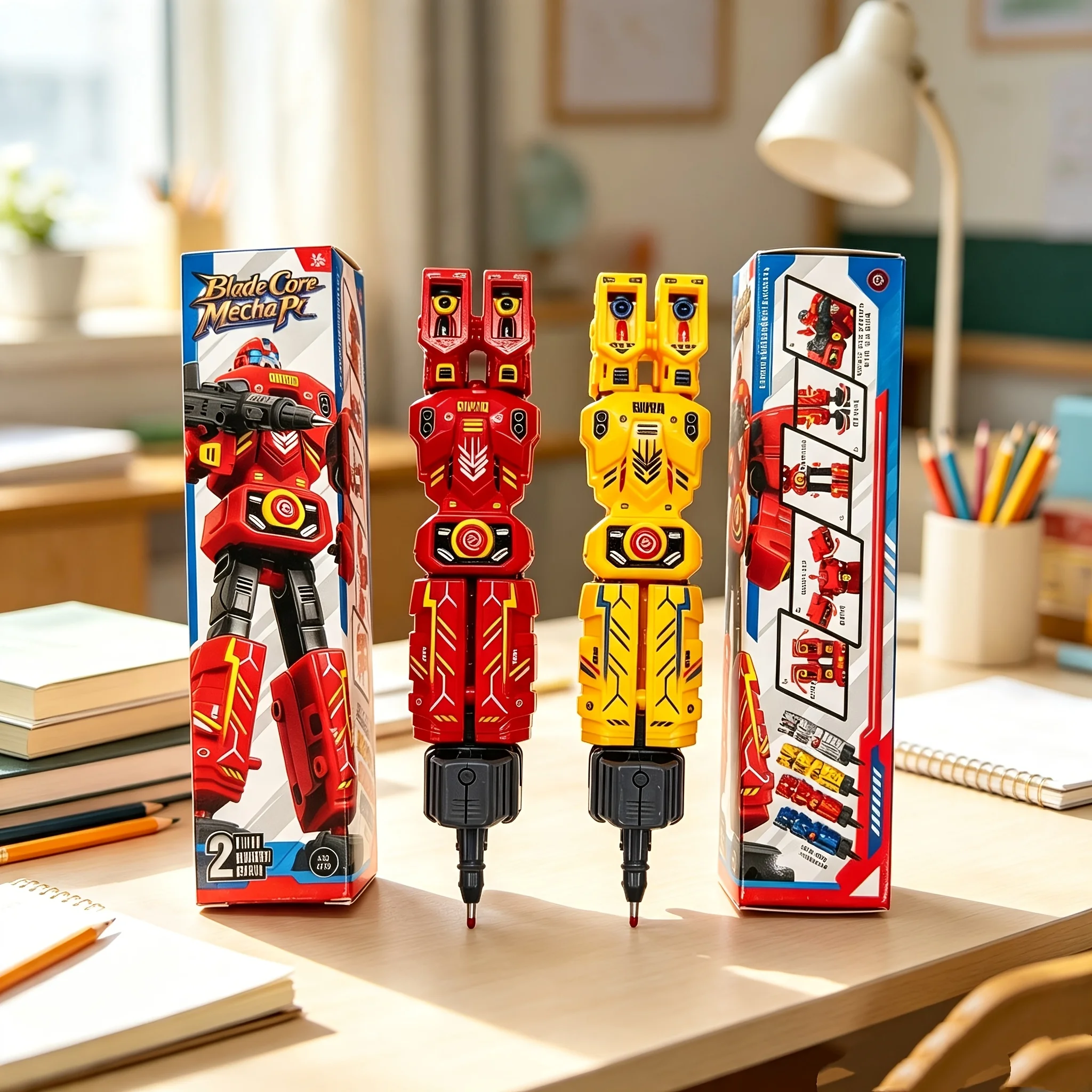 4/2 Pieces of Randomly Assorted Styles. Robot Transforming Ballpoint Pen with Black Ink. Multiple Color Combinations. Smooth Writing. Ergonomic Design, Suitable for Office and School Use. Ideal Gift for Holidays and fo