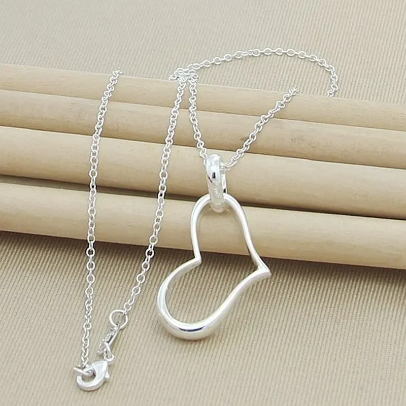 2024 Hot Sale Fashion 925 Sterling Silver Heart Shaped Pendant Necklaces For Women Wedding Engagement Party Gifts Wholesale