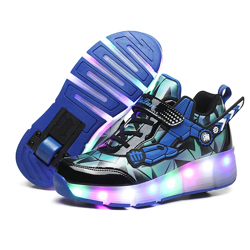

Kids Roller Skate Shoes Girls Boys Deformation Roller Skate Shoes Equipped with LED lights Detachable dual wheels leisure shoes