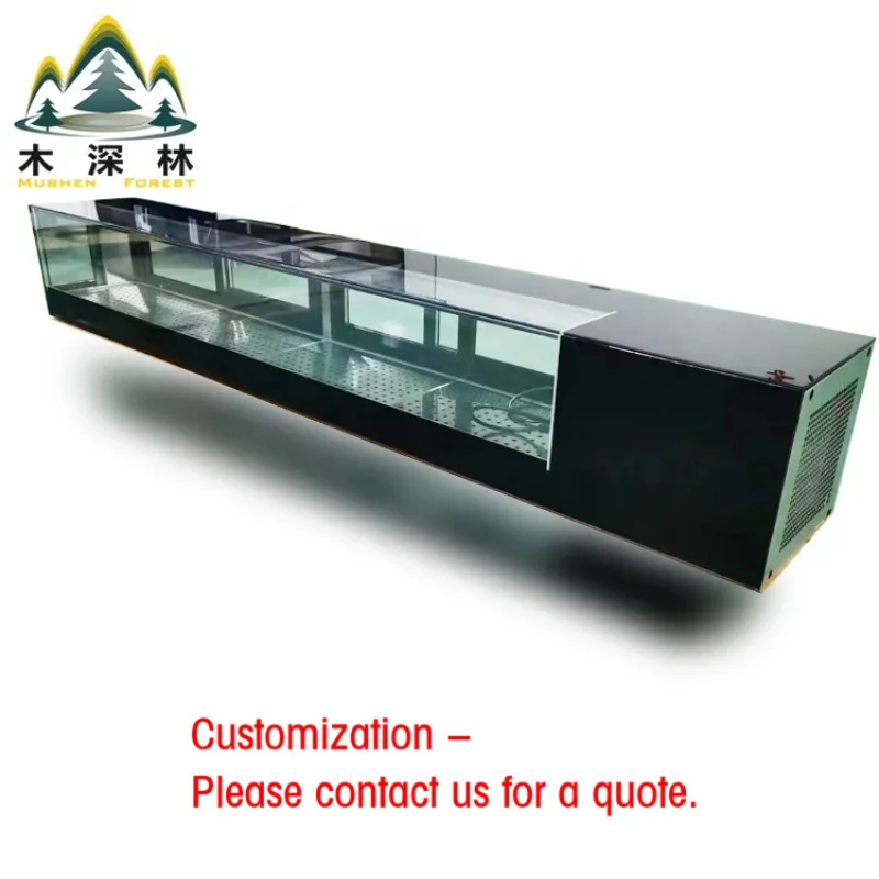 custom.Hot Sale Rectangle Sushi Dessert Glass Cabinet Bakery Stainless Steel Display Cabinet