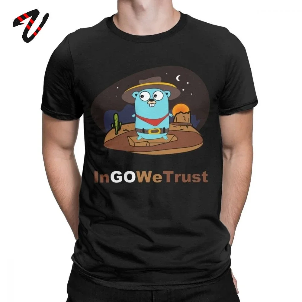 2024 New Golang Men T Shirt Gopher In Go We Trust Programmer Tee Shirt Coder Coding Clothes Developer Funny Programming T-Shirt