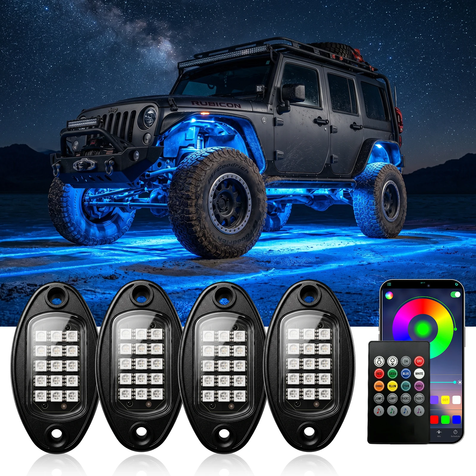 Sos Light Strobe - RGB LED Rock Lights Kit Bluetooth