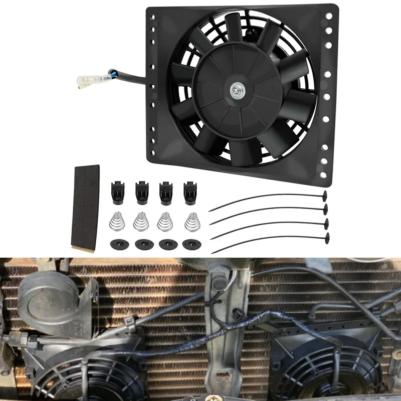 6 Inch Slim 650CFM Radiator Cooling Fans Universal fit Slim Pull Push 12V 80W Direct Replacement Electric Fan with Mount Kit