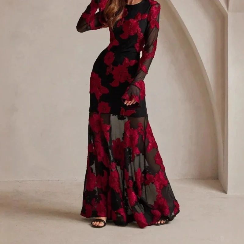 Elegant Dress Dress for Women 2025 Spring Collection Waist V-neck Jacquard Embroidered Dress