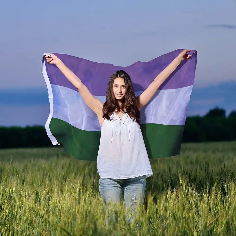 Genderqueer Flag 3x5 Ft Polyester Genderqueer Banner with Two Metal Grommets Vivid Colors 3' x 5' Feet 90x150Cm