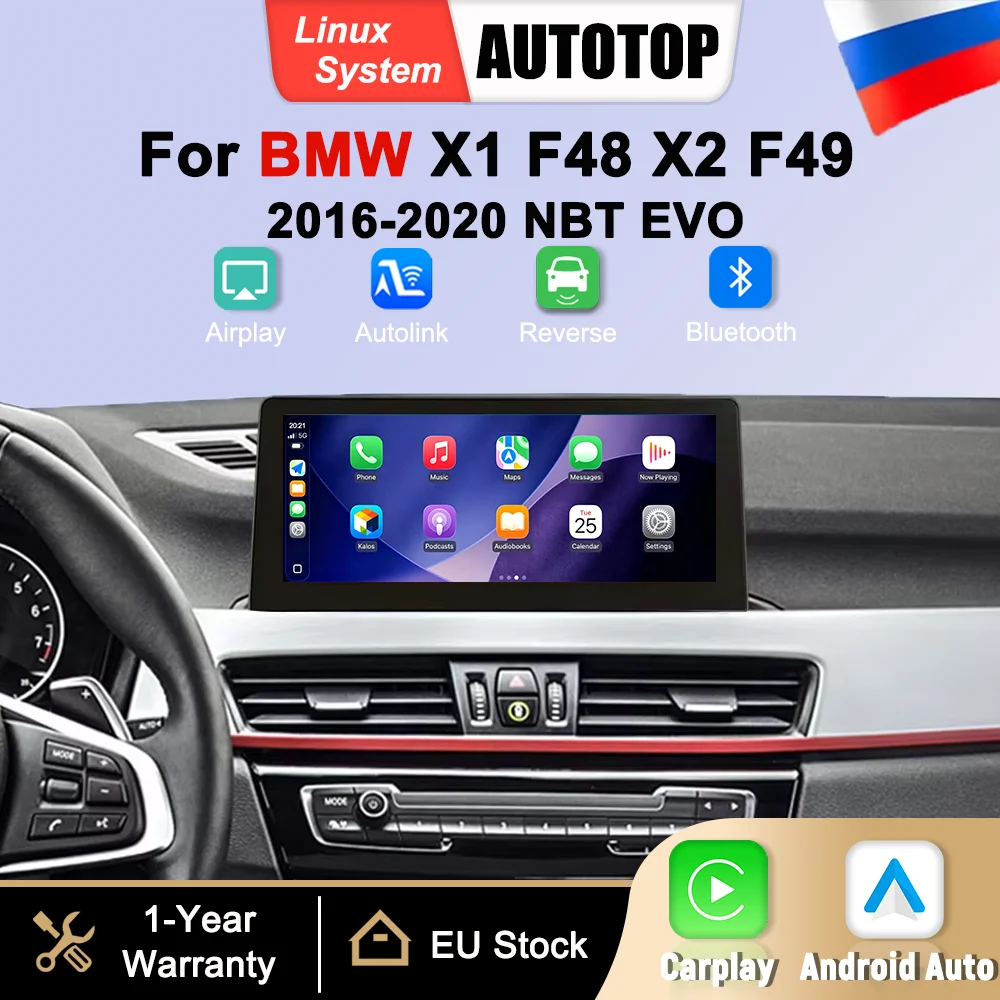 Schermo Touch da 10,25 Pollici 1920*720P, Radio Multimediale Linux, CarPlay Wireless, Android Auto per BMW X1 F48 X2 F39 2013-2020, NBT EVO, Navigazione GPS, Mirror Link, Bluetooth, Sistemi