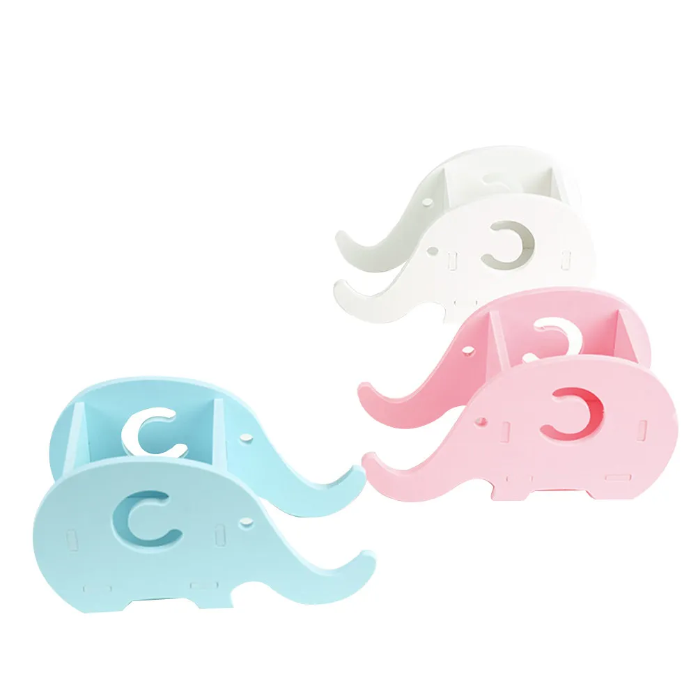 3Pcs Wood-Plastic Plate Elephant Shape Pen Holder Multiuse Storage Box Cell Phone Stand Desk Organizer Storage Box