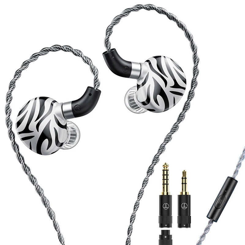 TRN White Tiger Hybrid Unit Wired Earphones Dual Dynamic Coil 6mm Tablet Unit High Fidelity HIFI In Ear Earphones