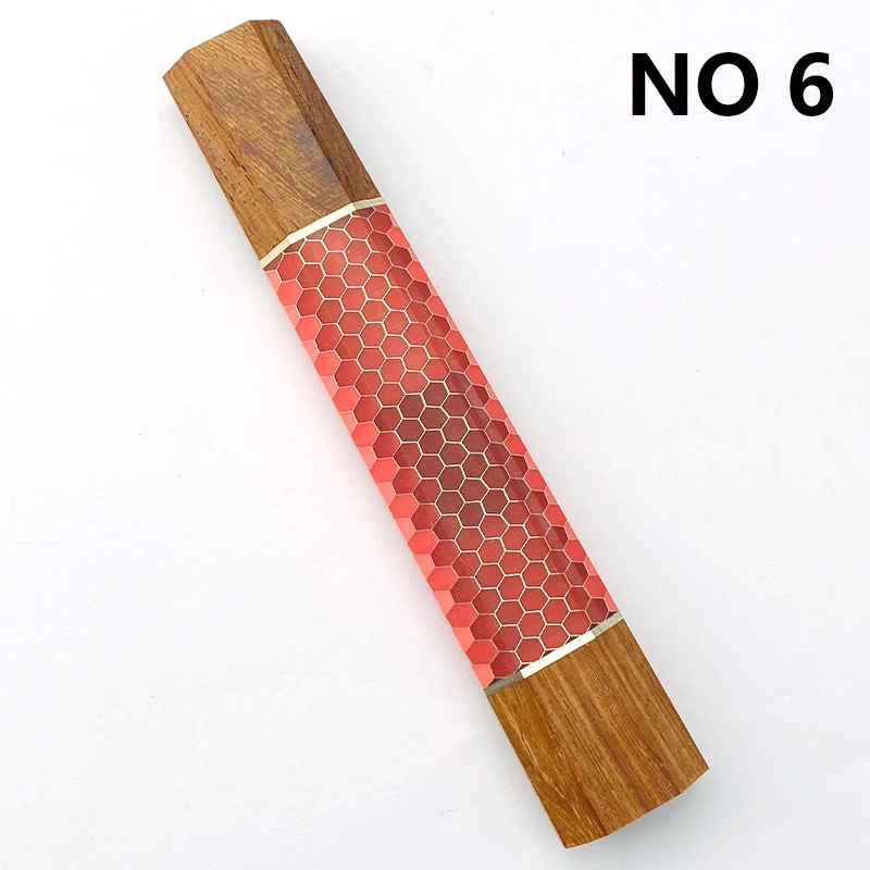 Imagem -06 - Mahogany-octogonal Alças de Faca de Cozinha de Madeira Resina Pele de Serpente Honeycomb Padrão Estilo Japonês Tamanhos Pequenos 11 Tipos Diy