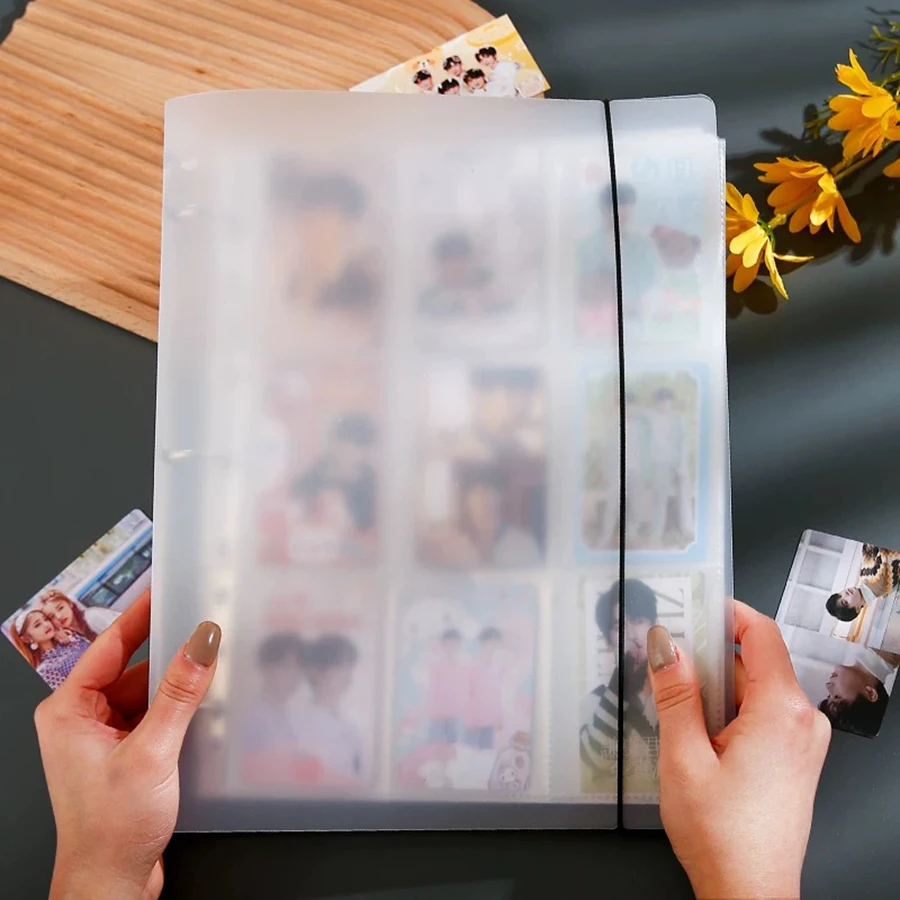 A4 Size 900 Pockets Card Storage Book, Black/Clear Binder Collect Photo Album, Fit For 3 Inch Postcards, Loose Leaf Organizer Ho