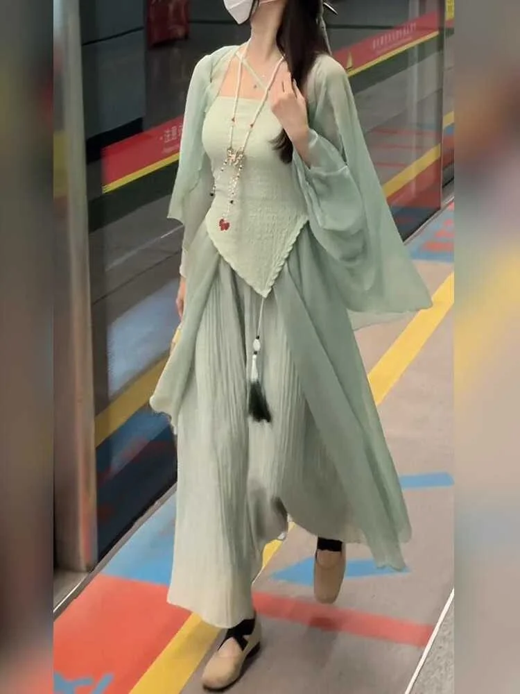 

Новая китайская летняя женская свободная шифоновая накидка 2025 года с защитой от солнца в стиле дзен, модная универсальная верхняя одежда