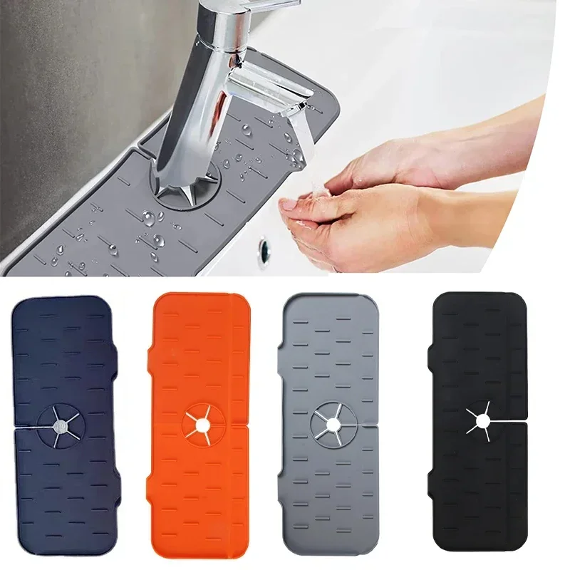 Faucet Absorbent Mat Silicon Kitchen Sink Splash Guard Drain Pad Water Splash Catcher Mats Countertop Protector Kitchen Gadgets