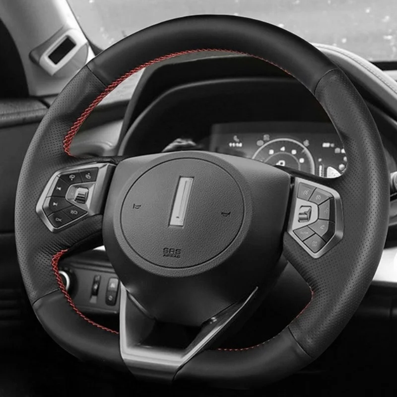 For Great Wall WEY VV5 VV7 Hand-sewn Steering Wheel Cover Haval Leather Non-slip Custom Car Steering Wheel Braid Cover Interior