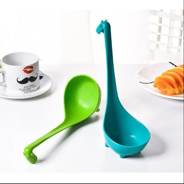 

1PC Food Grade PP Plastic Spoon Soup Spoon Long Handle Vertical Dinosaur Soup Spoon Cooking Kitchen Tool Kitchen Accessories