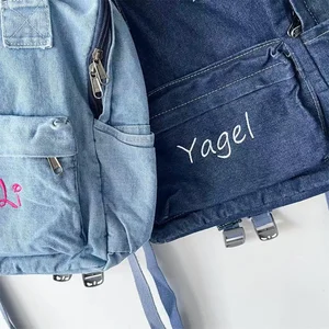 Backpack with embroidered names for women, personalized jeans, simple shoulder bags for university student, gift for children and adults 7 Main Sales Personalized Backpack - №7