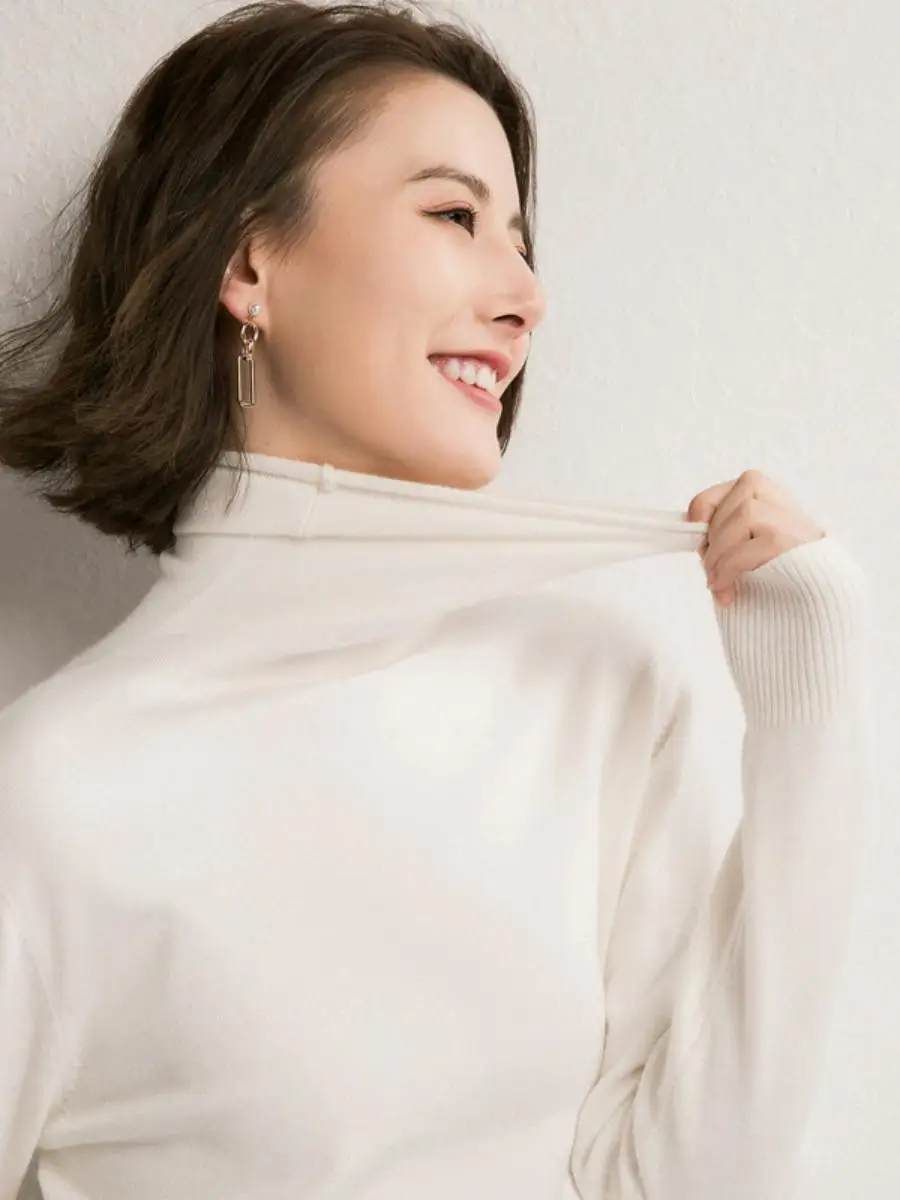 المرأة الخريف الشتاء عالية Ne البلوز Thiened محبوك سترة سليم صالح قاعدة طبقة irt ort Sle Faion تخفيف #4