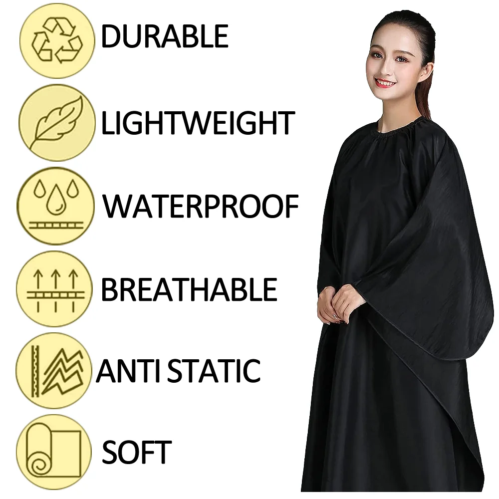 Cabeleireiro profissional Salão Nylon Cape com Fechamento, Black Styling Cape, Barbeiro e Acessórios de Corte, Etiqueta Customed