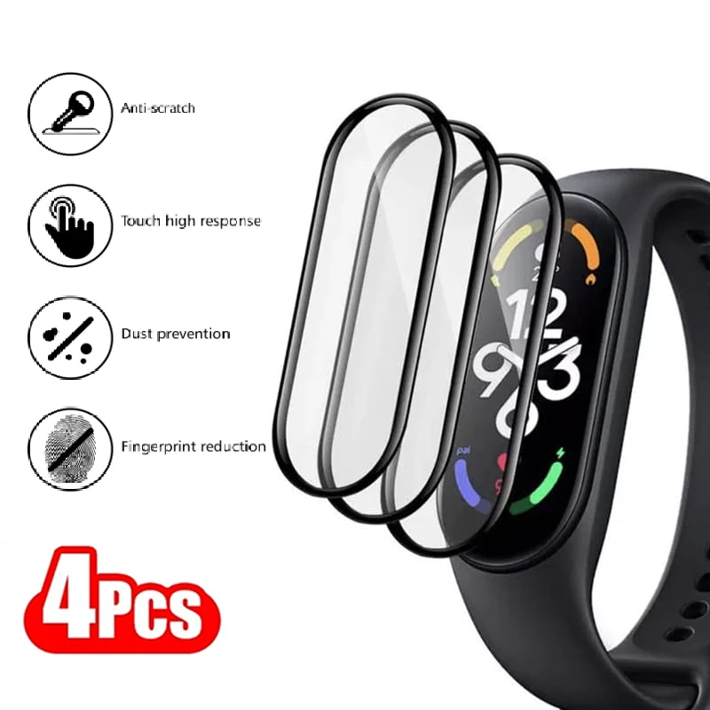 Tempered Glass for Xiaomi MI Band 8 7 6 5 4 Film Smartwatch Accessories Full Screen Protector 9D Full Protective Cover HD Film