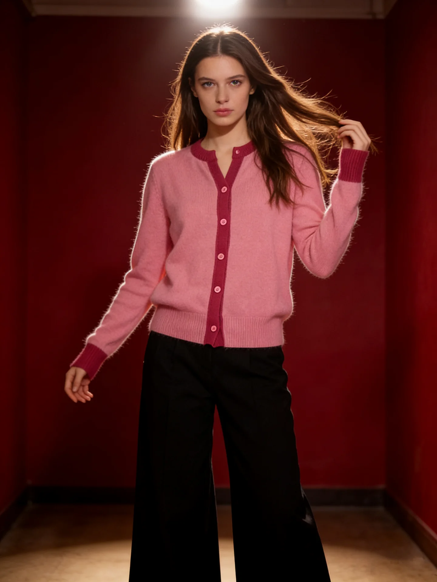 

HUAAPPUW Soft Warm Knitted Sweater Loose Fit Button up Color Blo Design Autumn Winter New Arrival Women's Faion Top