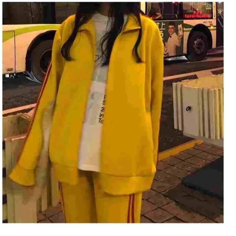 Bequeme Sport Anzug frauen Frühling Herbst Neue Koreanische Version Student Lose Mantel Hosen Mode Lässig Zwei-stück Set