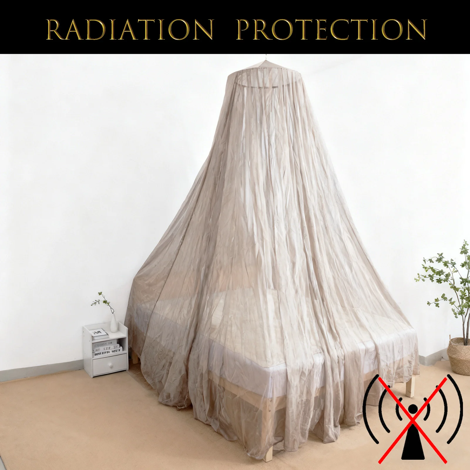 EMF Protection Grounded Faraday Cage Silver Fiber Mesh Mosquito Net Radiation Reducing Cuboid Bed Canopy Blocking Signal WIFI