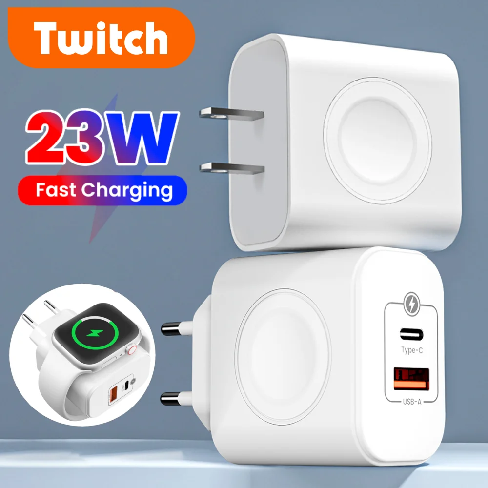 3 in 1 Fast Charging Apple Watch Charger USB C Super Charge GaN PD 20W Phone Charger For Iwatch Iphone Duo 17 16 Samsung Xiaomi
