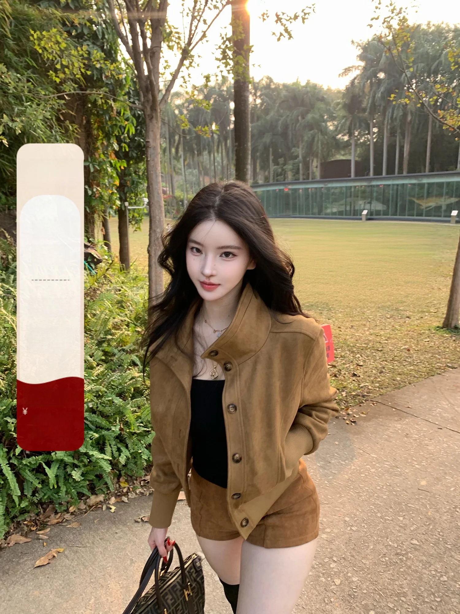 

Retro American Sle ort Suede Jaet Women's Coffee Color Autumn Winter Warm Casual Loose Fit Faion Outerwear