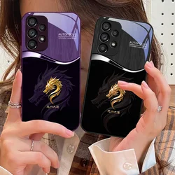 Wood Grain Dragon For Samsung Galaxy S10 4G S20 11E 30 S21 21Fe 22 S24 Pro S23 Ultra 5G S8 S9 Tempered Glass Phone Case