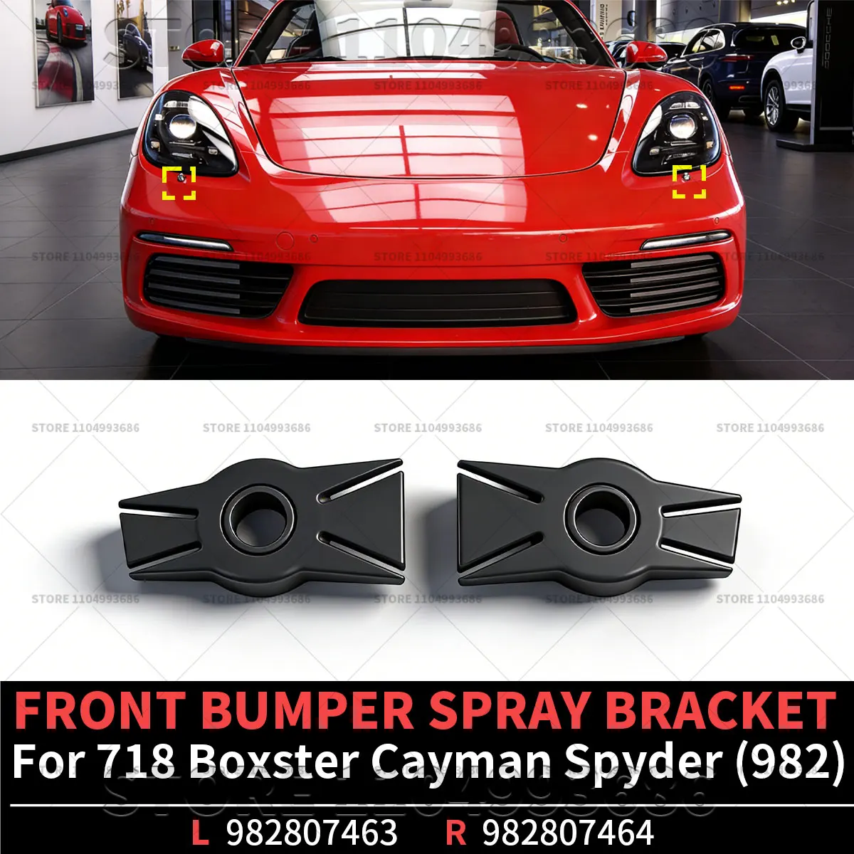 

For Porsche 2017-2025 718 Boxster Cayman GTS S T Base (982) FRONT BUMPER SPRAY BRACKET OEM 982807463 982807464