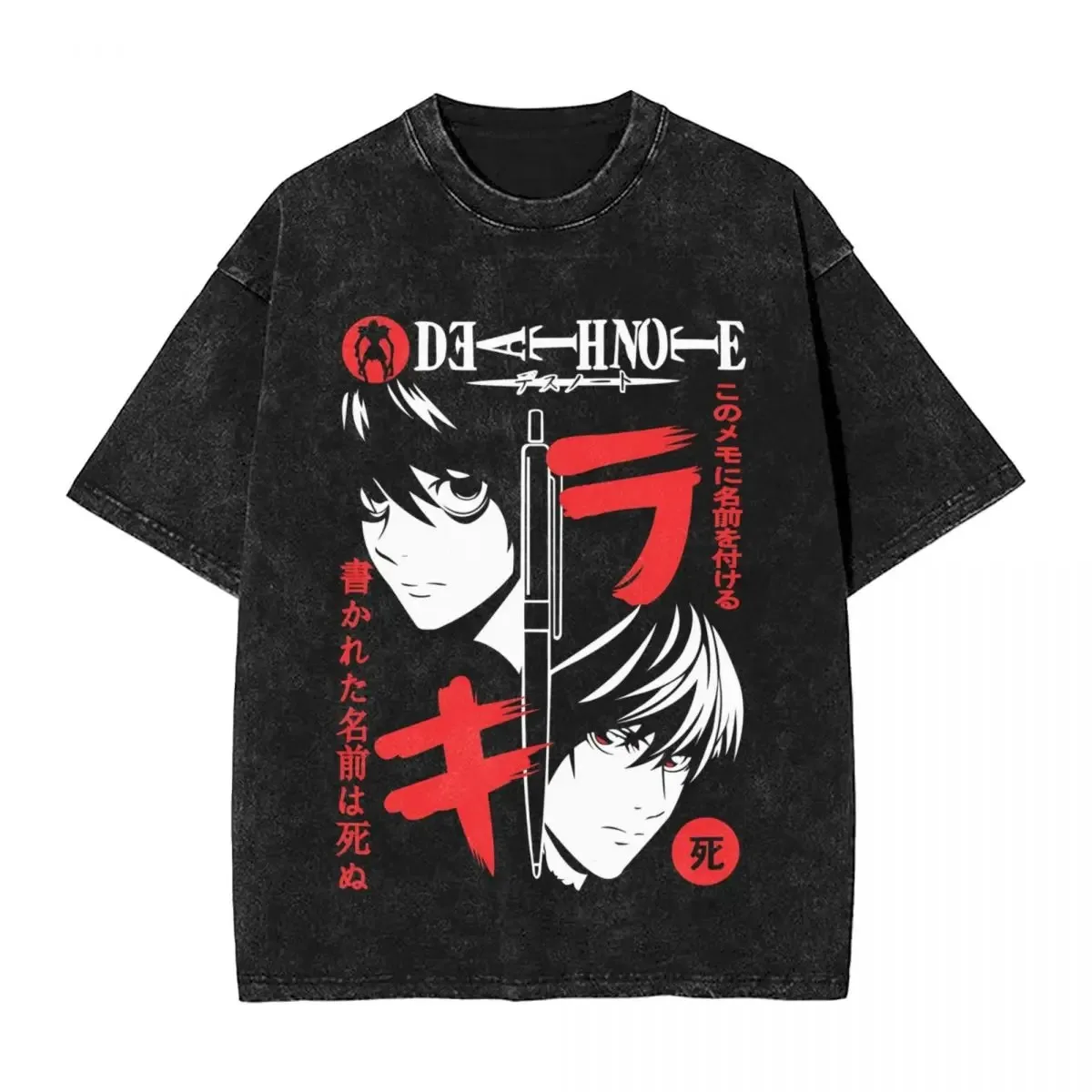 Washed Anime DEATH NOTE Yagami Light L·Lawliet MisaMisa T-shirt
