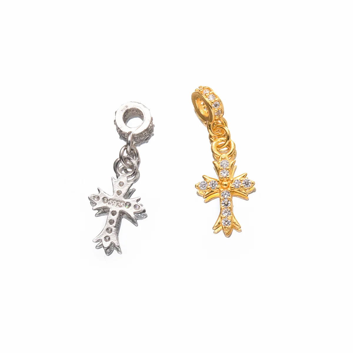 Dijes 925 Cruz circón collar Simple colgante hecho a mano accesorios DIY dijes para pulsera Plata 925