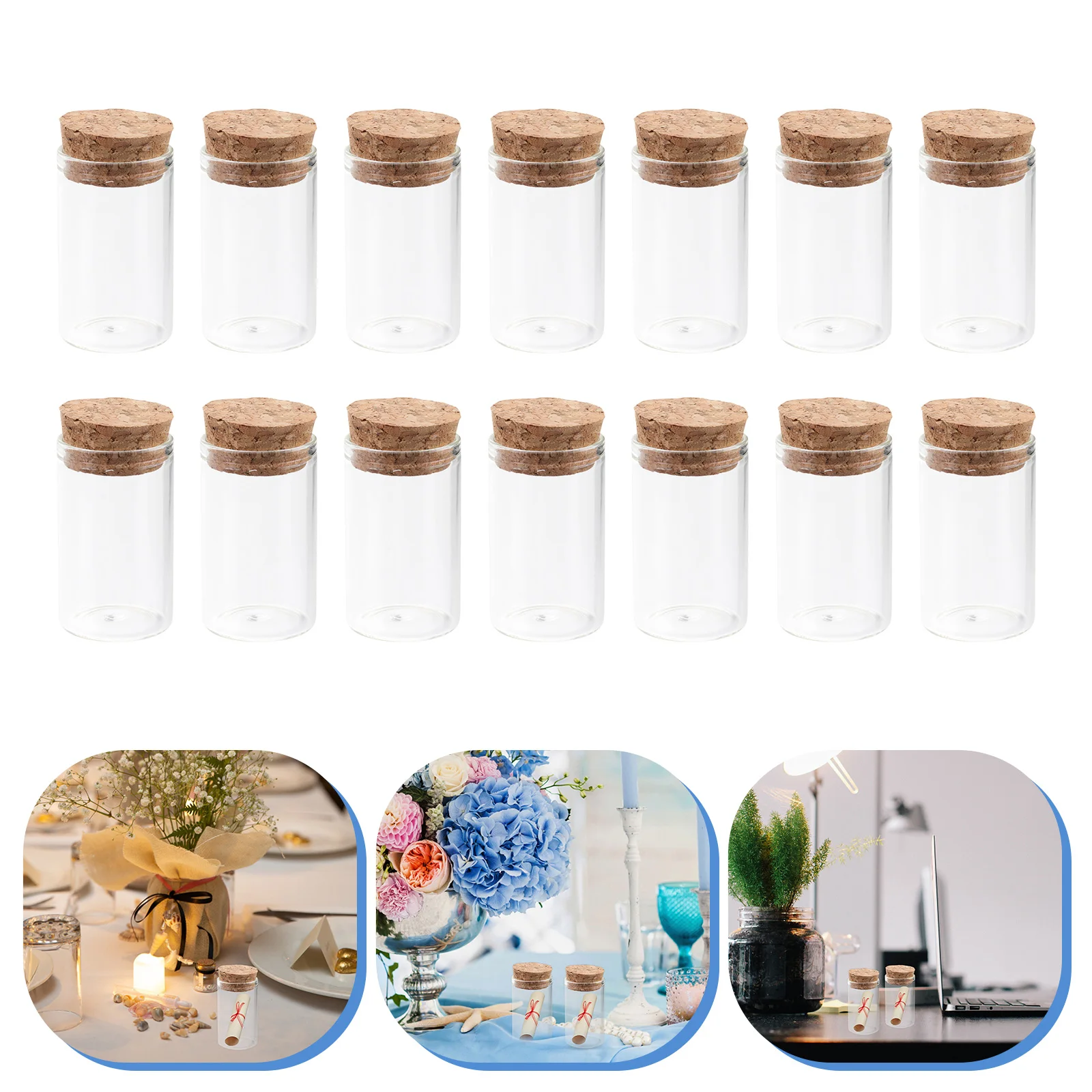 

25 PCS Glass Jars Mini Tea Drink Dispenser Party Wish with Cover Travel