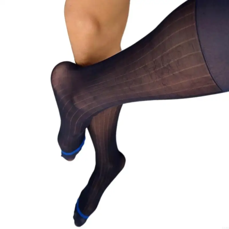 الجوارب الشفافة للرجال ركبة الجوارب عالية الفستان نايلون فوق الجوارب اللباس 6xda #2