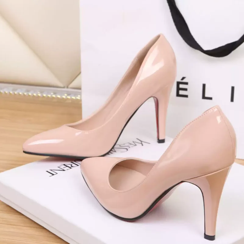 

Элегантные женские туфли-лодочки на высоком каблуке из кожи для осени, классические туфли для банкетов и свадеб