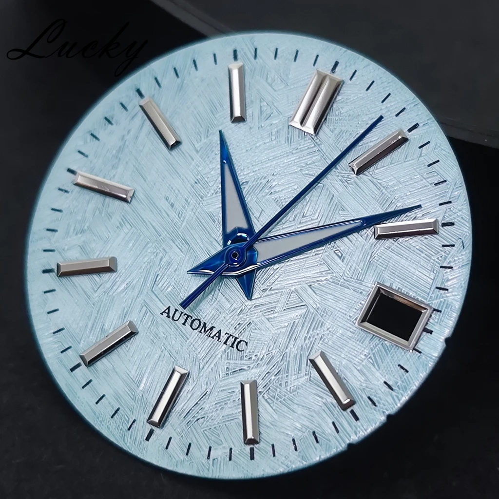 28.5mm Starry Sky/Sakura Pink/Ice Blue/Light Green Texture Watch Dial With Green Luminous Hands Suitable NH35 Movement Watch