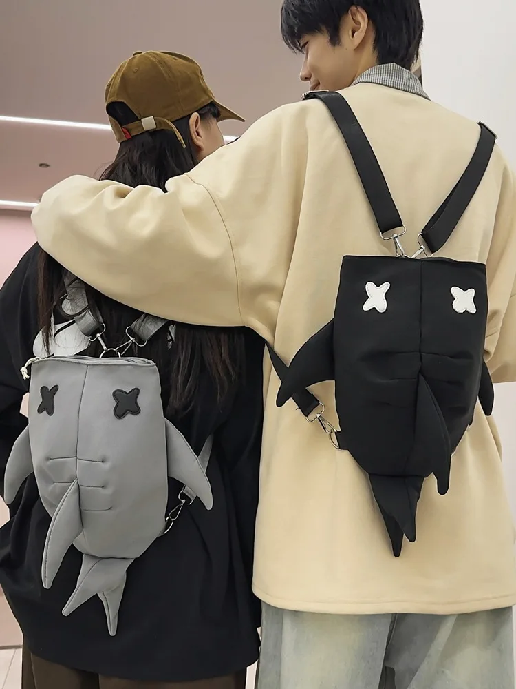 Creative Cartoon Backpack Korean Version Shark Large Capacity Personalized Student Backpack Funny Bag for Men and Women