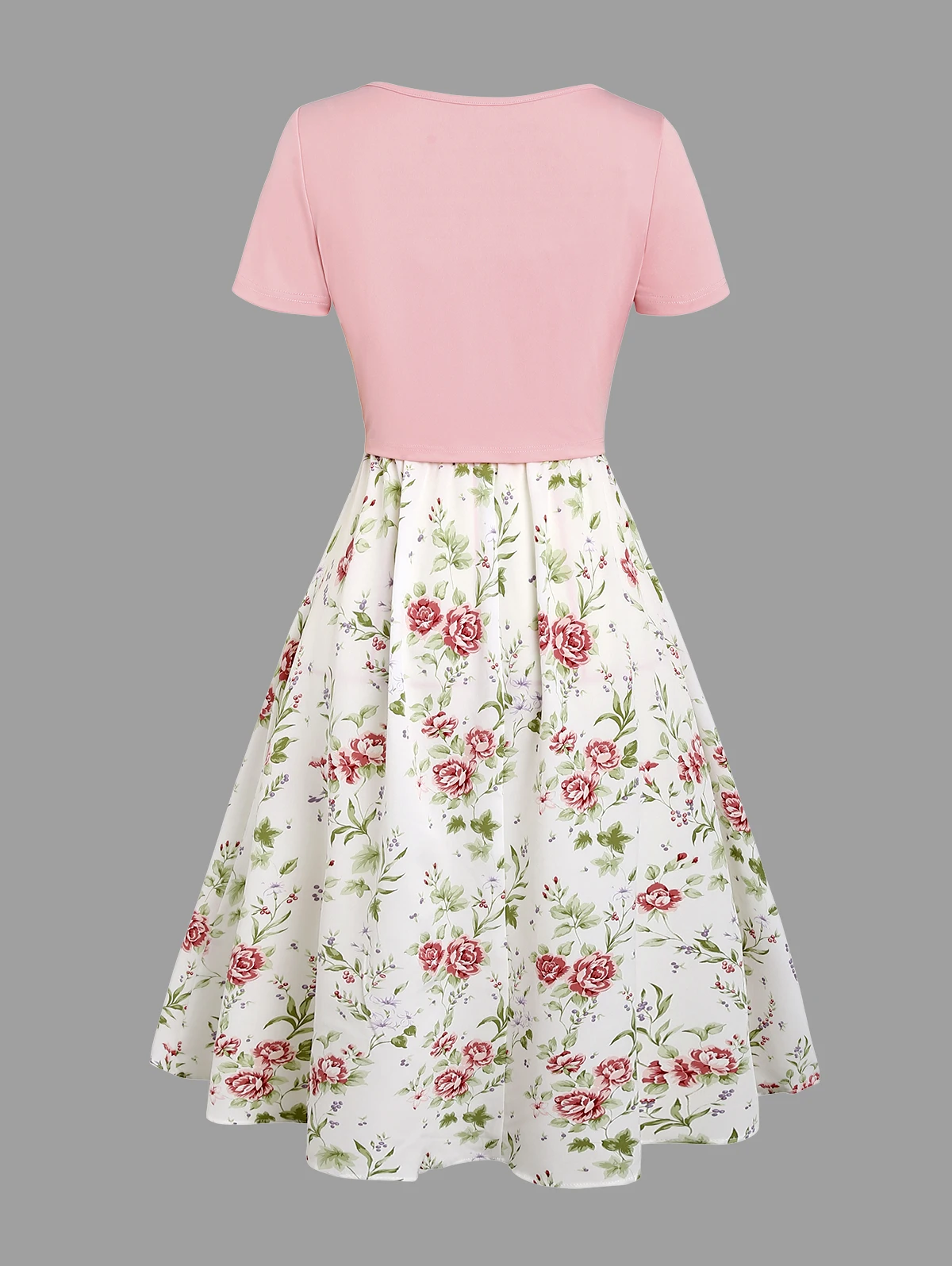 Dressfo 2025 New Women's Dress Set Floral Print Waisted Sleeveless Cami Dress And Solid Lace Up Short Sleeve Crop Top Set - Image 4