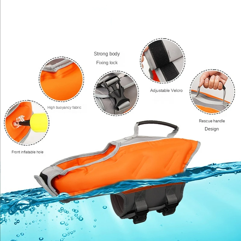 New Dog Life Jacket Vest Inflatable Swimsuit Easy To Carry Pet Life Jacket To Send Pump Pet Supplies.