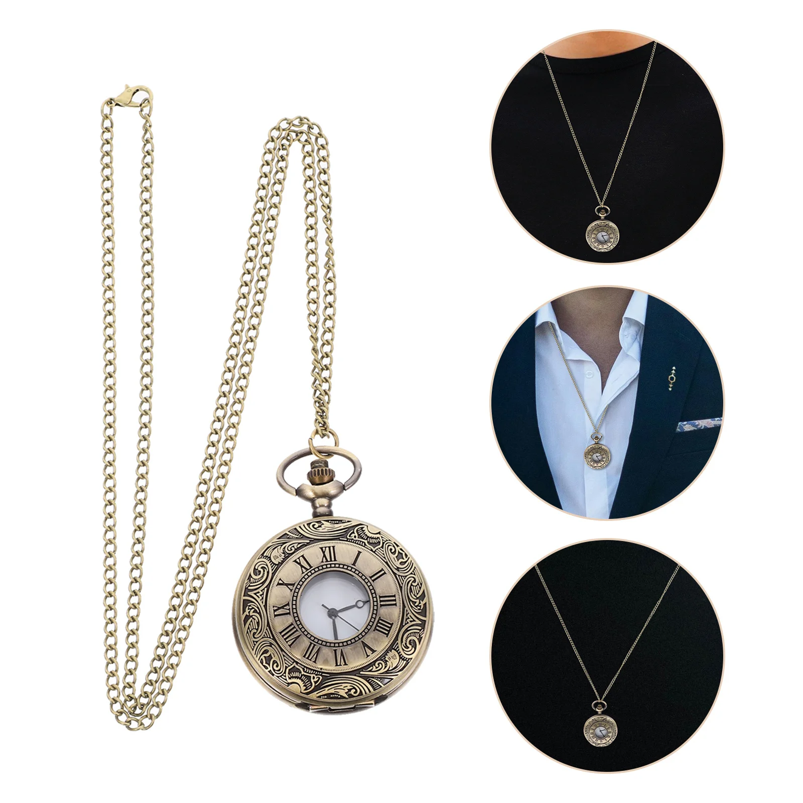 جيب معدني ريترو لساعة الجيب الوردية كيرينغ للرجال والنساء ساعة ديكور محمولة سلسلة مفاتيح على شكل زهرة الورد #2