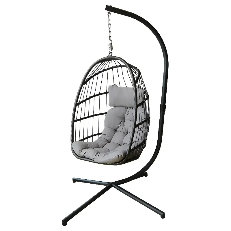 Fashion Design Garden Outdoor Furniture Terrace Balcony Rattan Hammock Folding Egg Basket Hanging Chair Bedroom Hanging