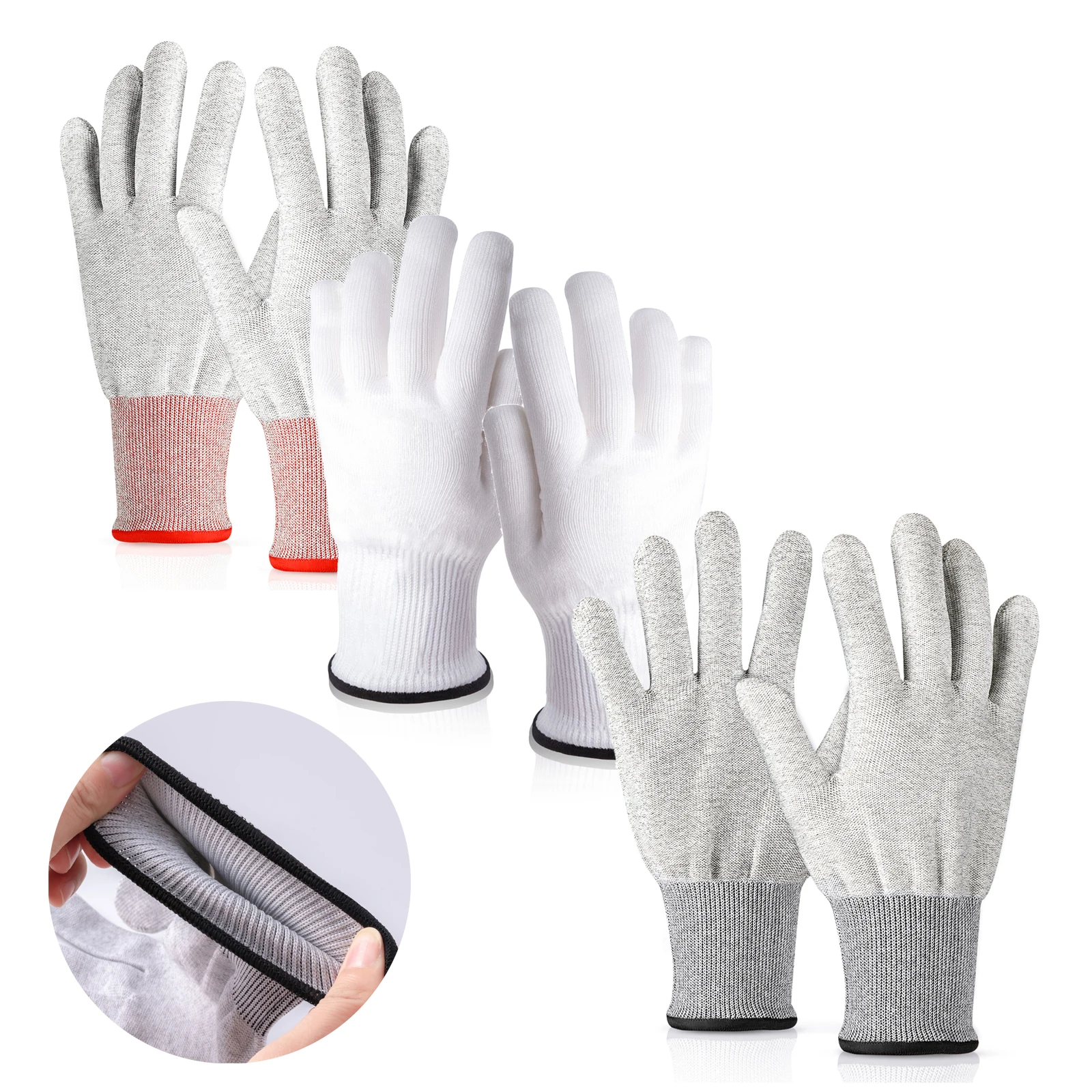 FOSHIO Anti-Static Safety Work Gloves Mittens Carbon Fiber Vinyl Wrapping Car Repair Hand Protector Glove Household Clean Tools