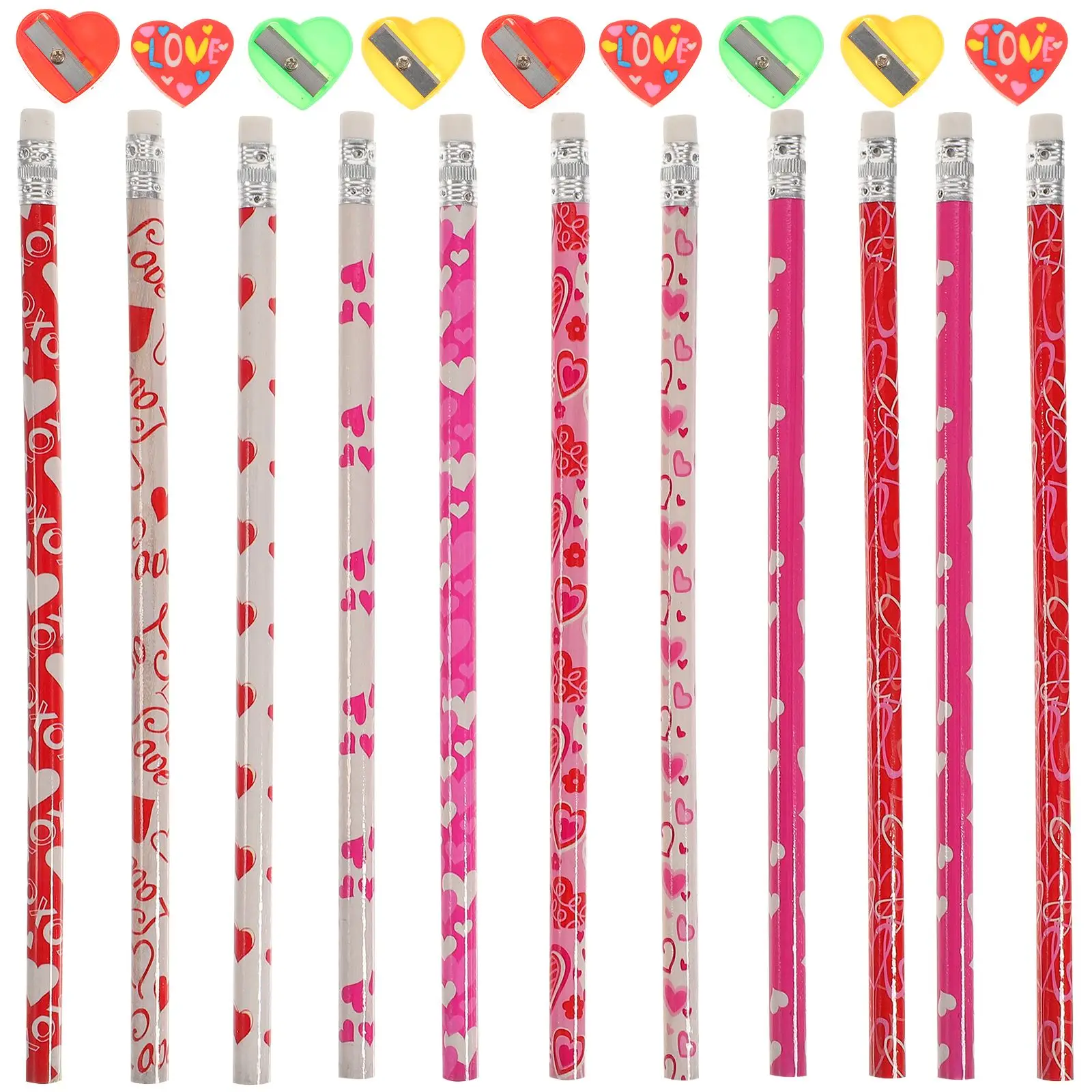 60pcs Student Pencils Handheld Valentines Day Stationery Kits Valentines Day Pencil Valentine's Day Stationery Romantic Pencils