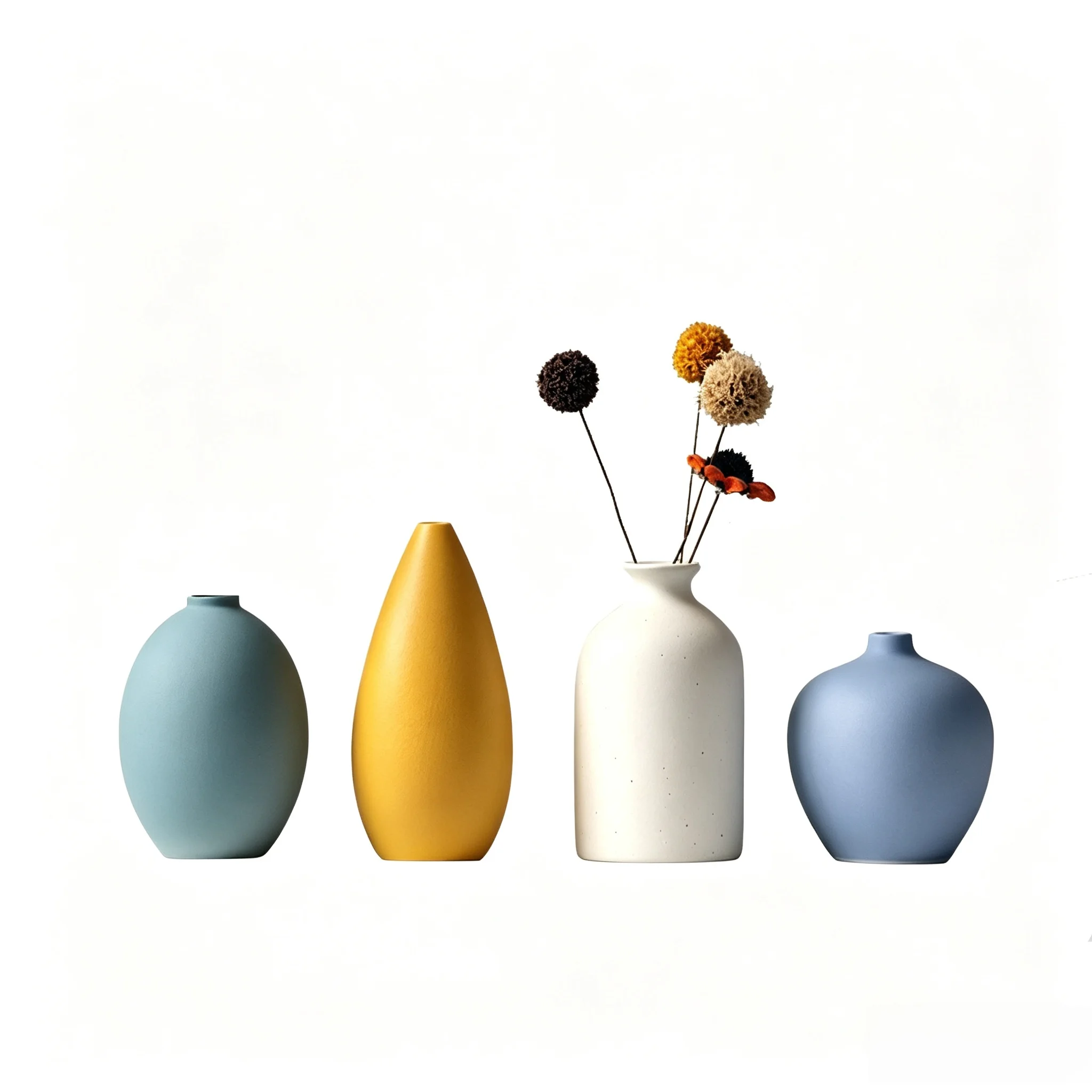 Nordic Matte Ceramic Mini Vase Set,Ins Solid Color Small Flower Vases for Dried Flowers Desktop Shelf Home Living Room Table