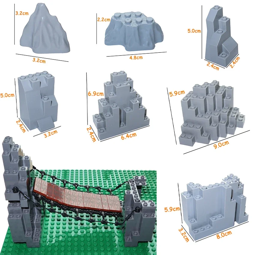 Building Blocks Rock Panel Mountain MOC City Street House Garden Rockery Accessories DIY Parts Hill Stone Bricks