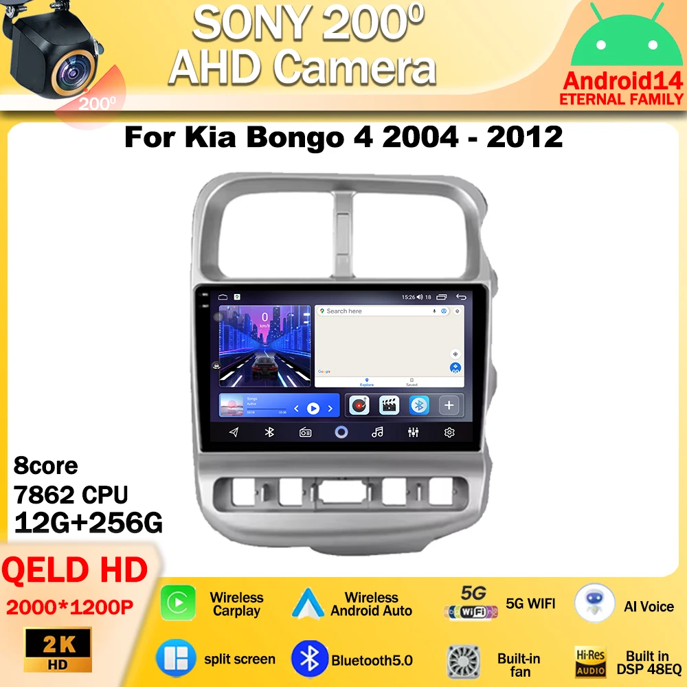 

Android 14 For Kia Bongo 4 2004 - 2012 Car Radio Multimedia Video Player Navigation stereo GPS Carplay Screen QLED Head Unit 4G