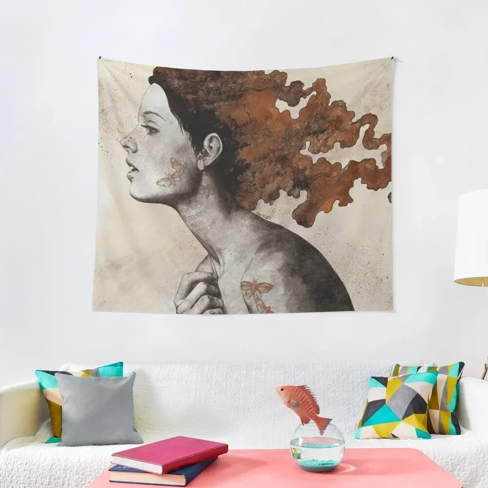 

Moral Eclipse I: Rust | moth tattoo woman portrait Tapestry Wall Decor Hanging Bedrooms Decor Decoration Wall Tapestry